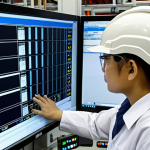 0 technologies such as a large SCADA/HMI touchscreen displaying complex data, industrial robots performing tasks in the background, or sophisticated PLC cabinets. The environment is clean, well-lit, and high-tech, emphasizing precision, efficiency, and the booming demand for automation expertise in Vietnam. The engineer's expression conveys deep knowledge and a sense of contributing to the nation's industrial progress."