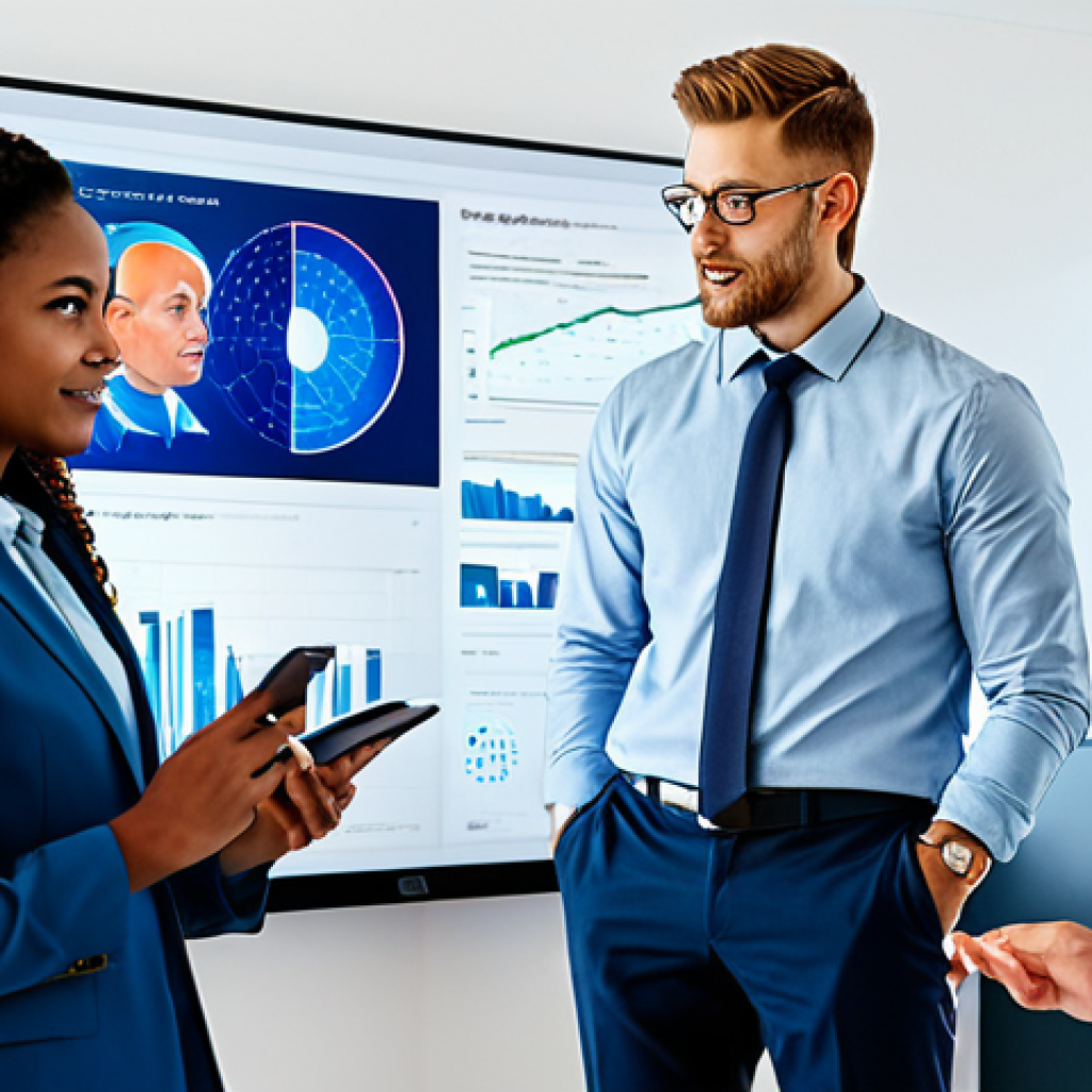 **
A diverse team of professionals collaborating on a project in a bright, modern office space, fully clothed in business casual attire, discussing data visualized on a large screen, safe for work, perfect anatomy, correct proportions, natural poses, professional setting, high quality.
**