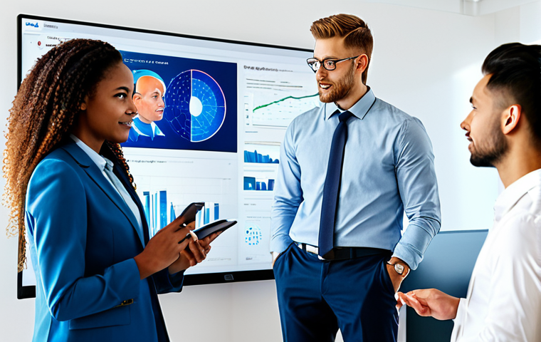 **
A diverse team of professionals collaborating on a project in a bright, modern office space, fully clothed in business casual attire, discussing data visualized on a large screen, safe for work, perfect anatomy, correct proportions, natural poses, professional setting, high quality.
**