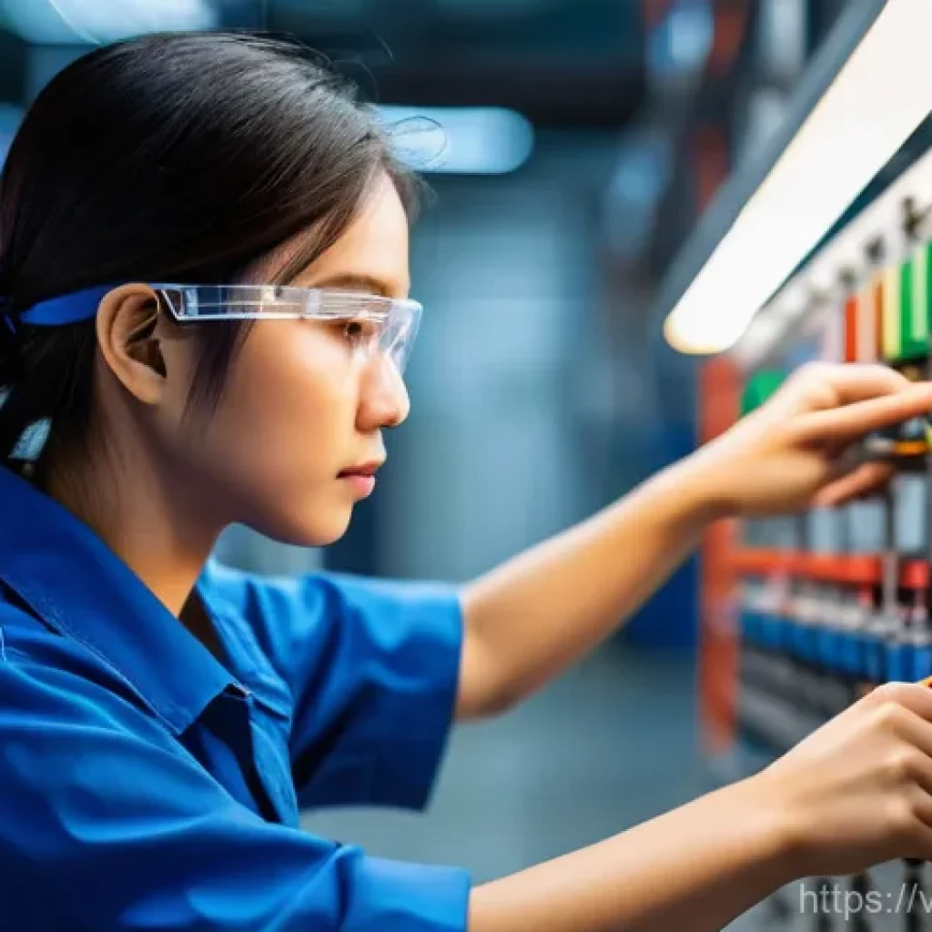 공장자동화 유지보수 팀 조직 - **Prompt 1: The Dedicated Automation Technician**
A young, focused Vietnamese male or female aut...