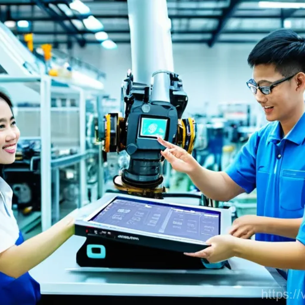 공장자동화 교육기관 추천 - **Prompt 1: Empowering the Future of Vietnamese Automation**
A vibrant, medium-shot image depict...