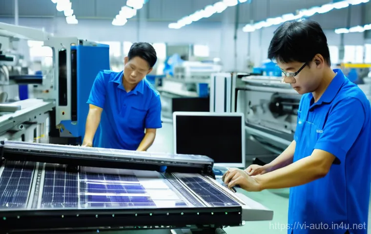 스마트 팩토리의 장점과 단점 - A vibrant, ultra-modern factory floor in Vietnam, showcasing high-efficiency automation and increase...