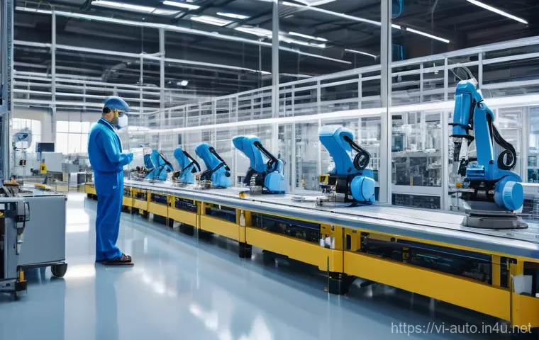 스마트 팩토리 성공 사례 - **Image Prompt: The Modern Smart Factory Floor**
A bright, ultra-modern smart factory interior b...