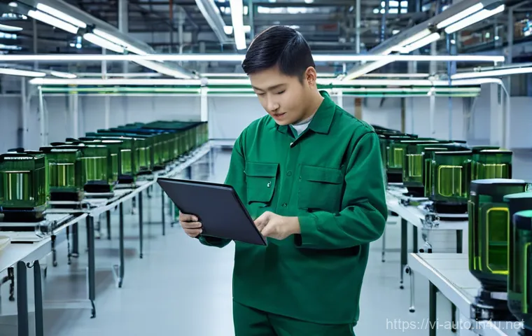 스마트 팩토리 성공 사례 - **Image Prompt: Data-Driven Manufacturing in Action**
    A dynamic, high-tech visual focusing on th...
