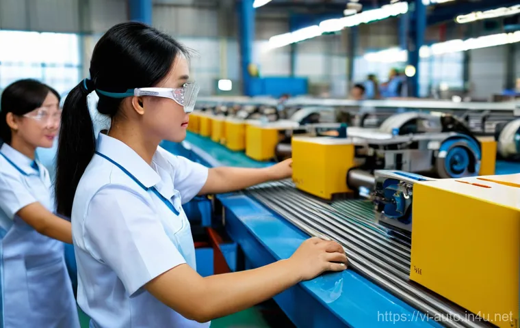 공장자동화 컨설팅 사례 - **Prompt 1: Transition to Automation in a Vietnamese Factory**
A vibrant, sunlit factory floor i...