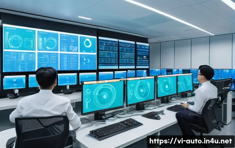 스마트 팩토리의 보안 문제 - A modern Vietnamese smart factory control room filled with diverse industrial IoT devices and sensor...