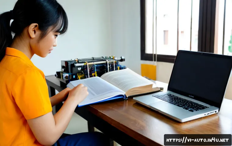 Home 17 공장자동화 관련 추천 서적 - Photorealistic factory automation study scene in Vietnam, a Vietnamese engineering student at a clea...